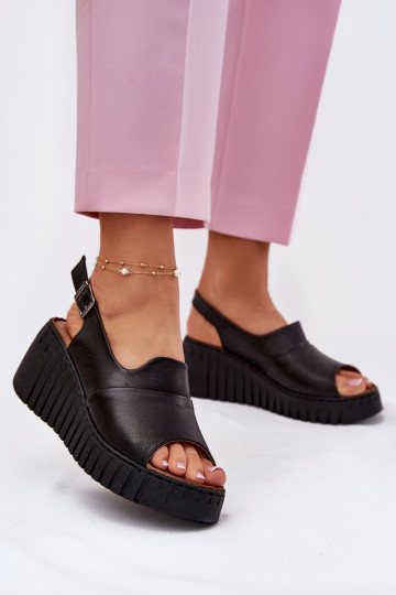 Dámske sandáleZapnutéturalnej Skóry Zapnuté INedge Artiker 54C0791 čierna