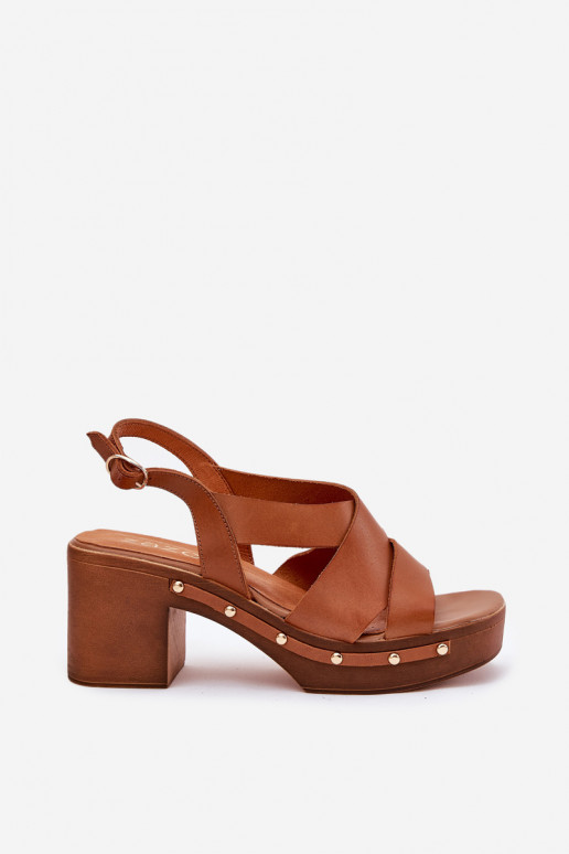 Dámske sandále na podpätku Zazoo 1081 Hnedá farba Dámske sandále na podpätku Zazoo 1081 Hnedá farba