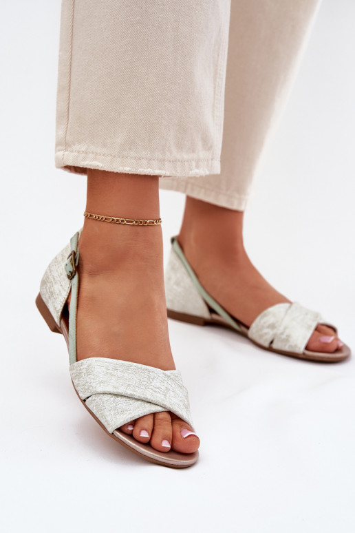 Dámske sandále rovná sa Máciejka 04614-46 mätové farby Dámske sandále rovná sa Máciejka 04614-46 mätové farby