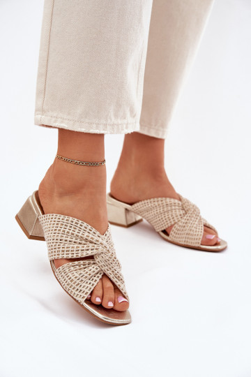 Dámske papuče Zapnuté Klocku Máciejka 06955-25 béžová-zlatej farby