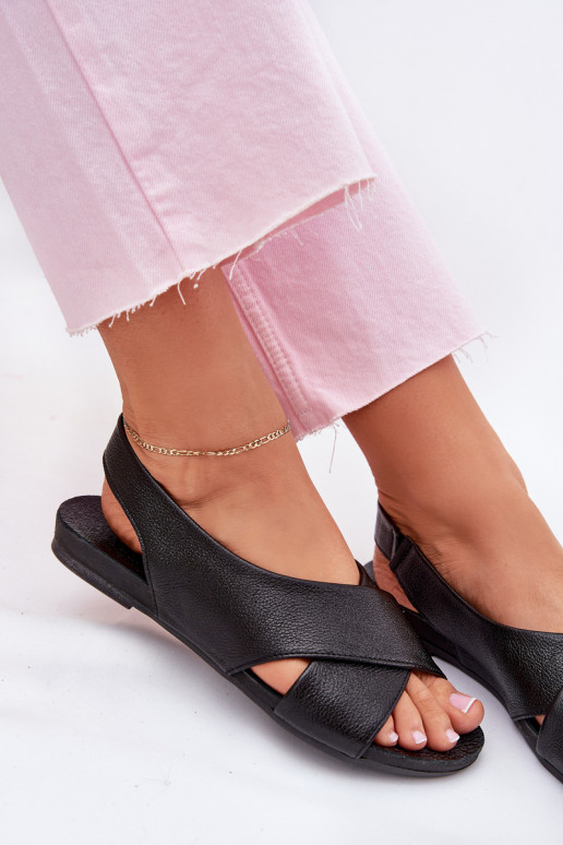 Zazoo 40407 sandále Kožené Dámske čierna Zazoo 40407 sandále Kožené Dámske čierna