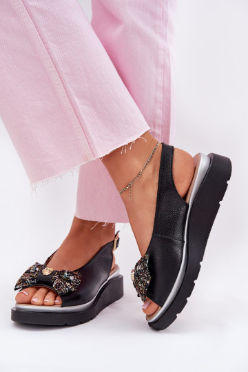 Dámske sandále Dámske Zapnuté INedge so stuhami Zazoo 1882 čierna