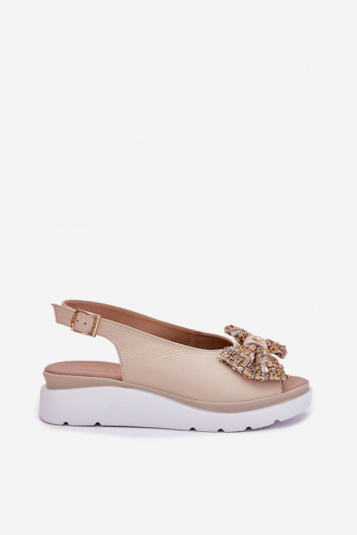 Dámske sandále Dámske Zapnuté INedge so stuhami Zazoo 1882 béžová