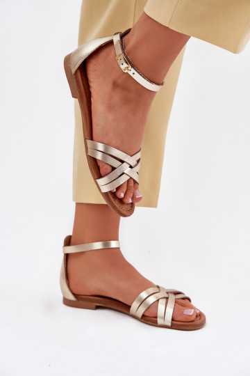 Dámske sandále Dámske so širokými podpätkami Máciejka 07029-25 zlatej farby