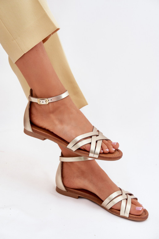 Dámske sandále Dámske so širokými podpätkami Máciejka 07029-25 zlatej farby Dámske sandále Dámske so širokými podpätkami Máciejka 07029-25 zlatej farby