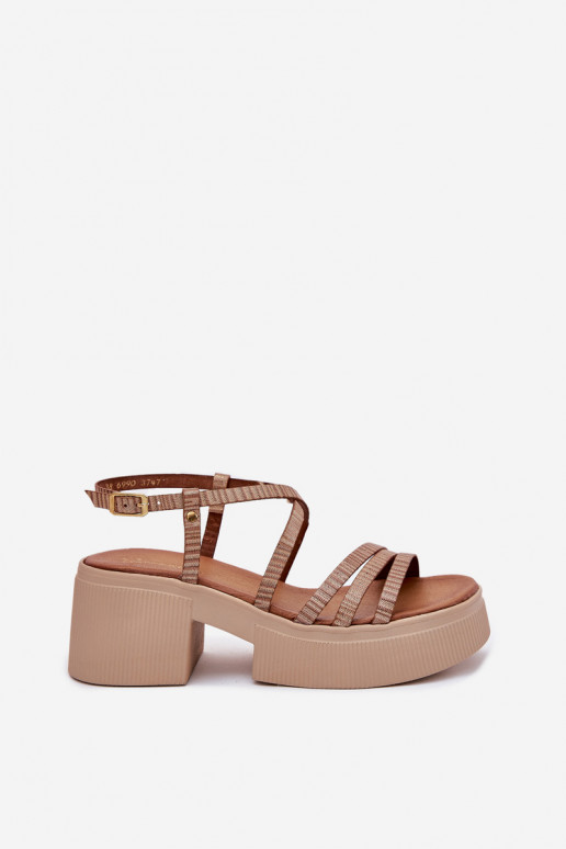 Dámske sandále Dámske Máciejka 06990-25 zlatej farby Dámske sandále Dámske Máciejka 06990-25 zlatej farby