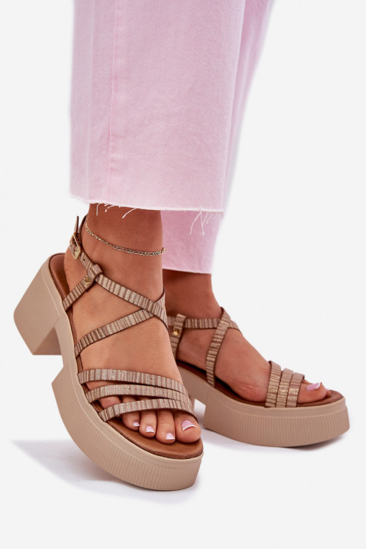 Dámske sandále Dámske Máciejka 06990-25 zlatej farby Dámske sandále Dámske Máciejka 06990-25 zlatej farby