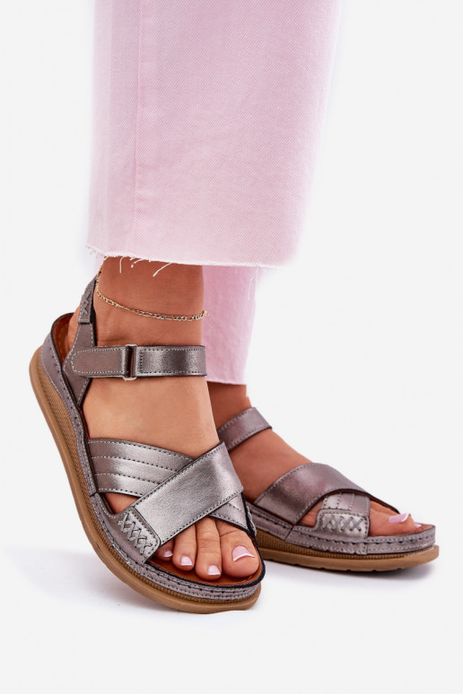 Dámske sandále Dámske s platformou Máciejka L7064-35 sivá Dámske sandále Dámske s platformou Máciejka L7064-35 sivá