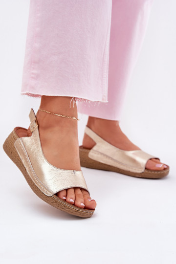 Dámske sandále Dámske Zapnuté INedge Máciejka L7069 -25 zlatej farby
