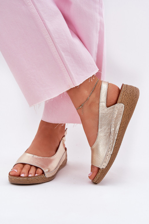 Dámske sandále Dámske Zapnuté INedge Máciejka L7069 -25 zlatej farby Dámske sandále Dámske Zapnuté INedge Máciejka L7069 -25 zlatej farby