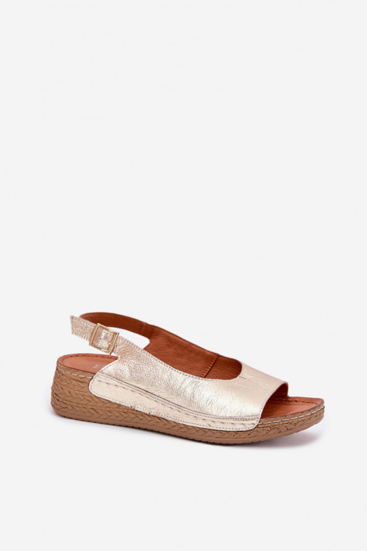 Dámske sandále Dámske Zapnuté INedge Máciejka L7069 -25 zlatej farby Dámske sandále Dámske Zapnuté INedge Máciejka L7069 -25 zlatej farby