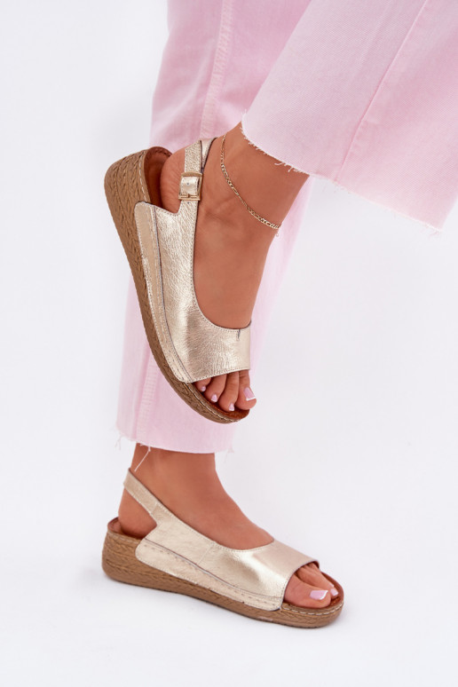 Dámske sandále Dámske Zapnuté INedge Máciejka L7069 -25 zlatej farby Dámske sandále Dámske Zapnuté INedge Máciejka L7069 -25 zlatej farby