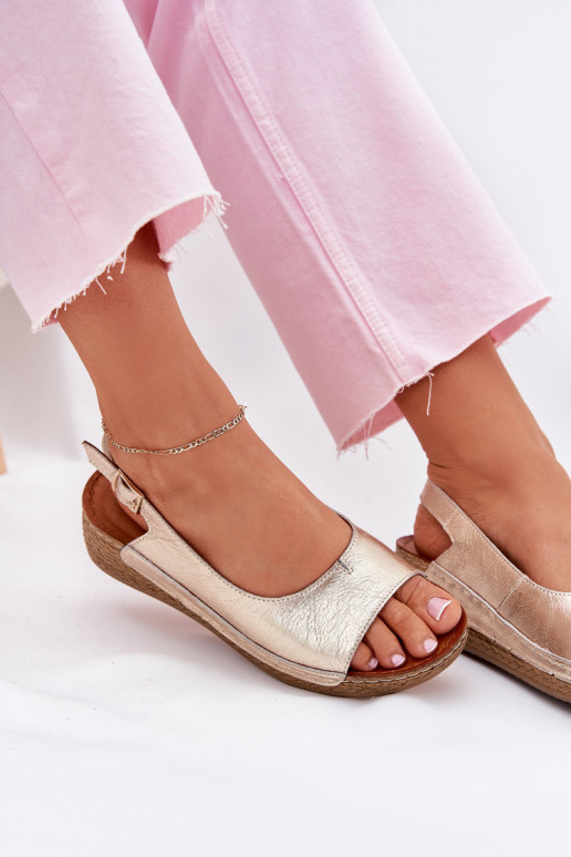 Dámske sandále Dámske Zapnuté INedge Máciejka L7069 -25 zlatej farby Dámske sandále Dámske Zapnuté INedge Máciejka L7069 -25 zlatej farby