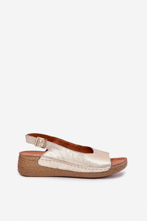Dámske sandále Dámske Zapnuté INedge Máciejka L7069 -25 zlatej farby Dámske sandále Dámske Zapnuté INedge Máciejka L7069 -25 zlatej farby