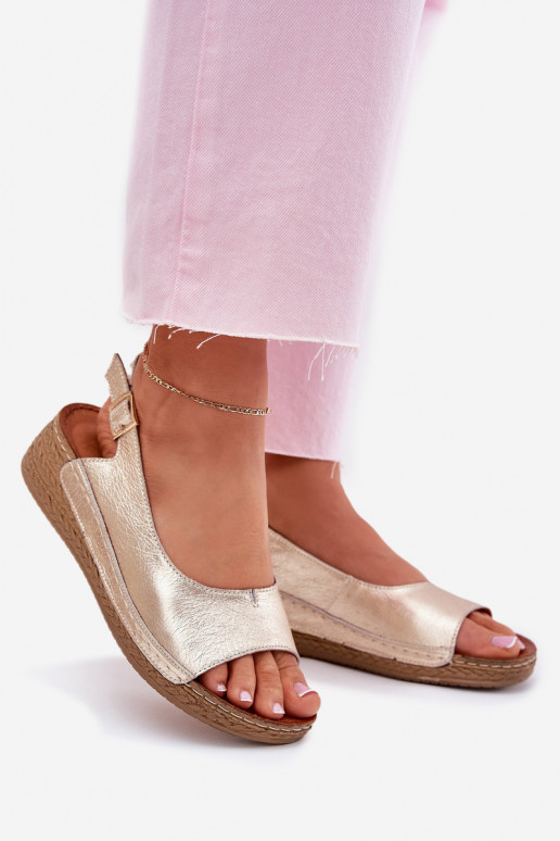 Dámske sandále Dámske Zapnuté INedge Máciejka L7069 -25 zlatej farby Dámske sandále Dámske Zapnuté INedge Máciejka L7069 -25 zlatej farby