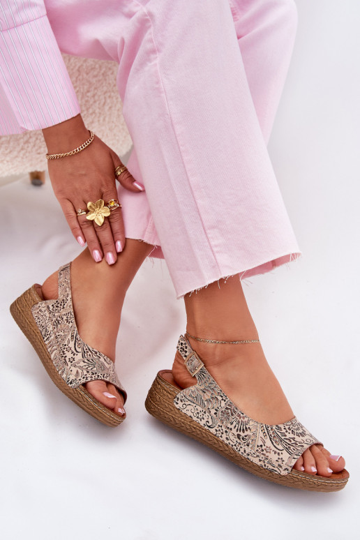 Dámske sandále Dámske Zapnuté INedge Máciejka L7069-04 béžová Dámske sandále Dámske Zapnuté INedge Máciejka L7069-04 béžová