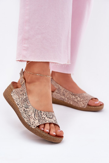 Dámske sandále Dámske Zapnuté INedge Máciejka L7069-04 béžová 2