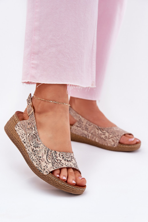 Dámske sandále Dámske Zapnuté INedge Máciejka L7069-04 béžová Dámske sandále Dámske Zapnuté INedge Máciejka L7069-04 béžová