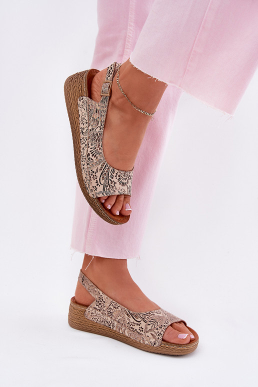 Dámske sandále Dámske Zapnuté INedge Máciejka L7069-04 béžová Dámske sandále Dámske Zapnuté INedge Máciejka L7069-04 béžová