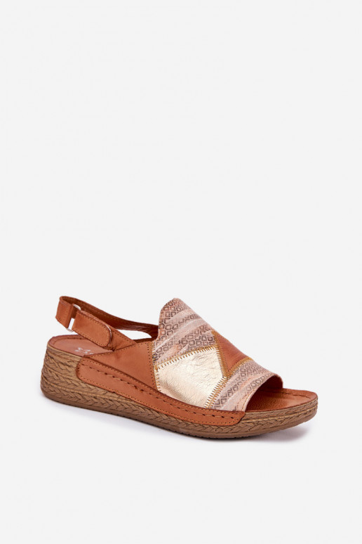 Dámske sandále Dámske Zapnuté INedge S vrkočom Máciejka L7067-29 Hnedá farba Dámske sandále Dámske Zapnuté INedge S vrkočom Máciejka L7067-29 Hnedá farba