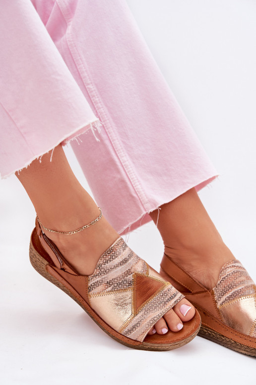 Dámske sandále Dámske Zapnuté INedge S vrkočom Máciejka L7067-29 Hnedá farba Dámske sandále Dámske Zapnuté INedge S vrkočom Máciejka L7067-29 Hnedá farba