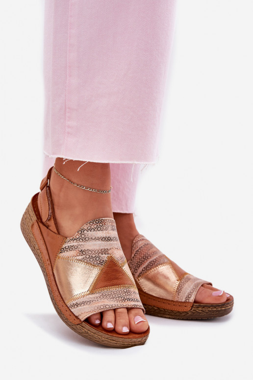 Dámske sandále Dámske Zapnuté INedge S vrkočom Máciejka L7067-29 Hnedá farba Dámske sandále Dámske Zapnuté INedge S vrkočom Máciejka L7067-29 Hnedá farba