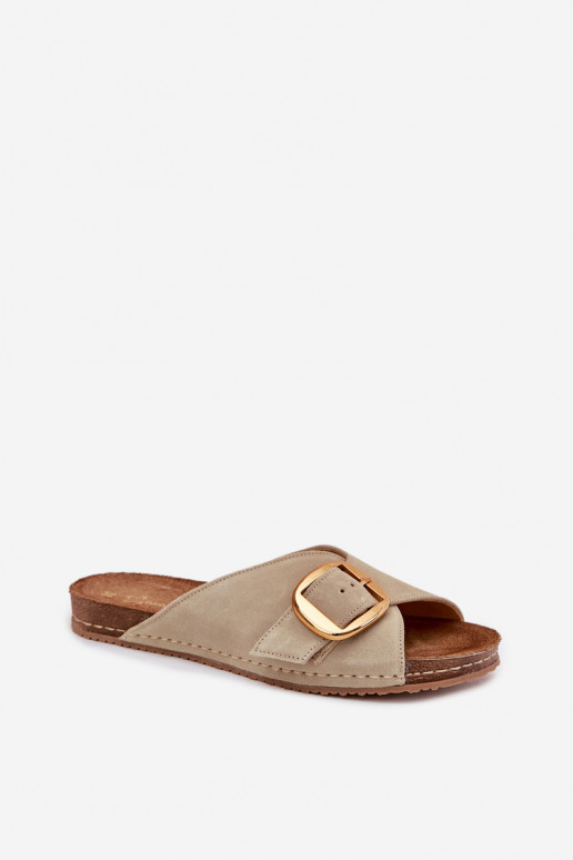 Kožené papuče so zlatými prackami Máciejka 07000-22 PistacjoIne Kožené papuče so zlatými prackami Máciejka 07000-22 PistacjoIne