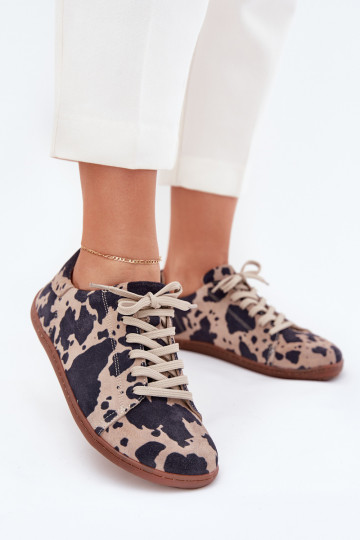 zo semišu bežná obuv Barefoot Dámske IN Łaty Zazoo N1120 hnedá-béžová