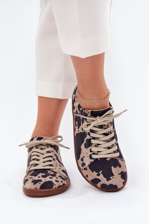 zo semišu bežná obuv Barefoot Dámske IN Łaty Zazoo N1120 hnedá-béžová zo semišu bežná obuv Barefoot Dámske IN Łaty Zazoo N1120 hnedá-béžová