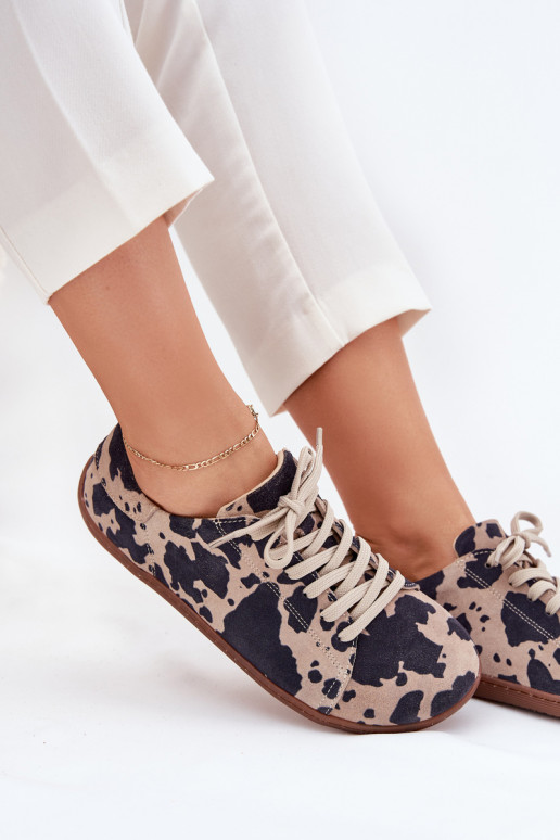 zo semišu bežná obuv Barefoot Dámske IN Łaty Zazoo N1120 hnedá-béžová zo semišu bežná obuv Barefoot Dámske IN Łaty Zazoo N1120 hnedá-béžová