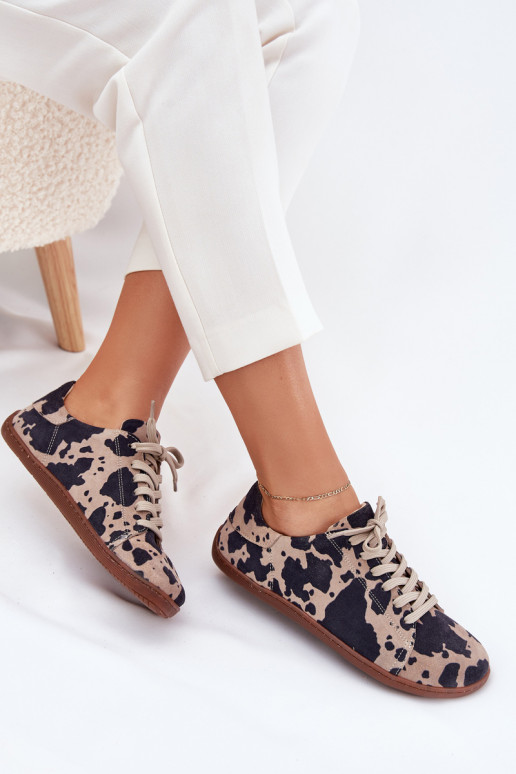 zo semišu bežná obuv Barefoot Dámske IN Łaty Zazoo N1120 hnedá-béžová zo semišu bežná obuv Barefoot Dámske IN Łaty Zazoo N1120 hnedá-béžová