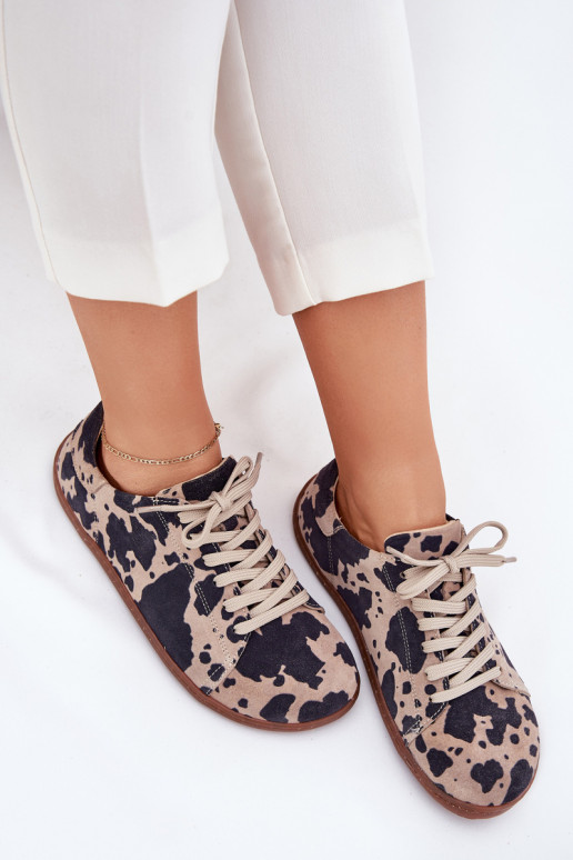 zo semišu bežná obuv Barefoot Dámske IN Łaty Zazoo N1120 hnedá-béžová zo semišu bežná obuv Barefoot Dámske IN Łaty Zazoo N1120 hnedá-béžová