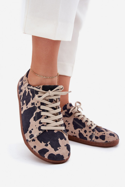 zo semišu bežná obuv Barefoot Dámske IN Łaty Zazoo N1120 hnedá-béžová zo semišu bežná obuv Barefoot Dámske IN Łaty Zazoo N1120 hnedá-béžová