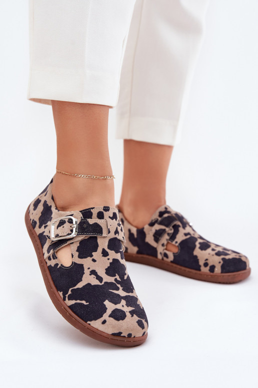 zo semišu topánky Barefoot Dámske s prackami Łaty Zazoo N1261 hnedá-béžová zo semišu topánky Barefoot Dámske s prackami Łaty Zazoo N1261 hnedá-béžová