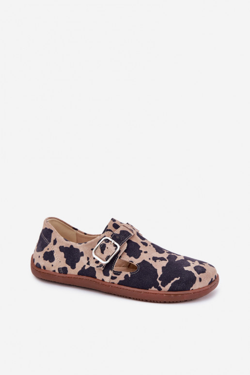 zo semišu topánky Barefoot Dámske s prackami Łaty Zazoo N1261 hnedá-béžová zo semišu topánky Barefoot Dámske s prackami Łaty Zazoo N1261 hnedá-béžová