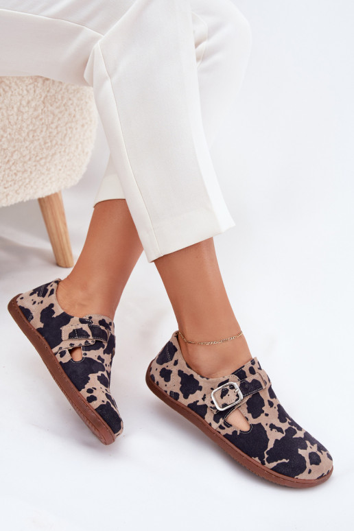 zo semišu topánky Barefoot Dámske s prackami Łaty Zazoo N1261 hnedá-béžová zo semišu topánky Barefoot Dámske s prackami Łaty Zazoo N1261 hnedá-béžová