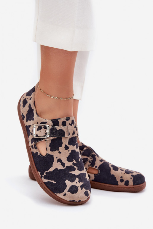 zo semišu topánky Barefoot Dámske s prackami Łaty Zazoo N1261 hnedá-béžová zo semišu topánky Barefoot Dámske s prackami Łaty Zazoo N1261 hnedá-béžová