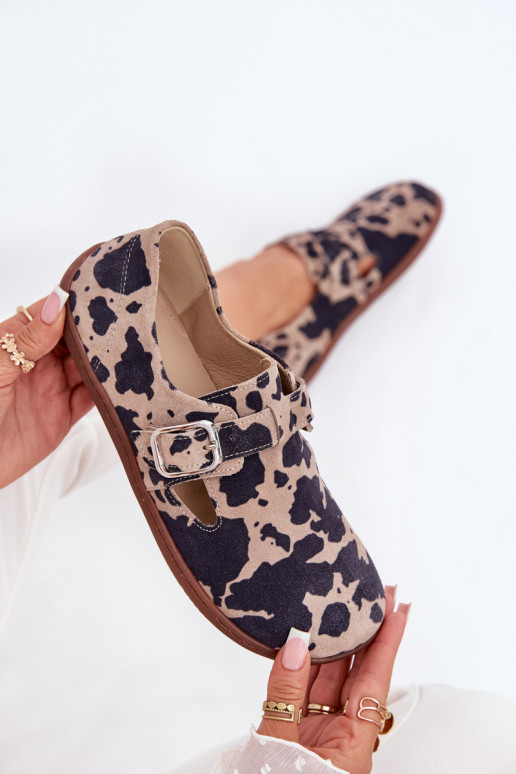 zo semišu topánky Barefoot Dámske s prackami Łaty Zazoo N1261 hnedá-béžová zo semišu topánky Barefoot Dámske s prackami Łaty Zazoo N1261 hnedá-béžová