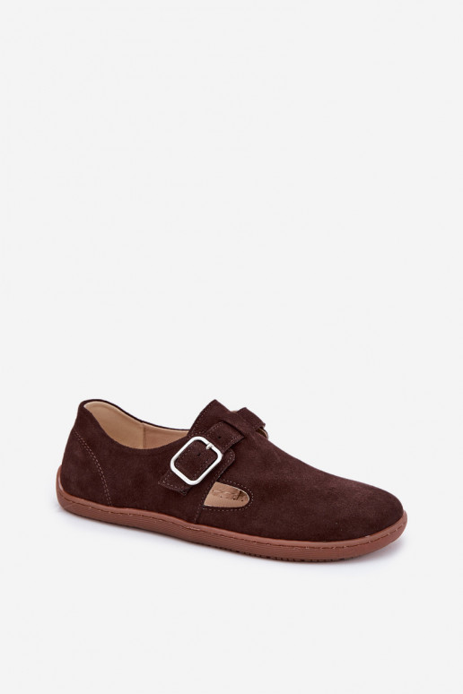 zo semišu topánky Barefoot Dámske s prackami Łaty Zazoo N1261 CzekoladoIne