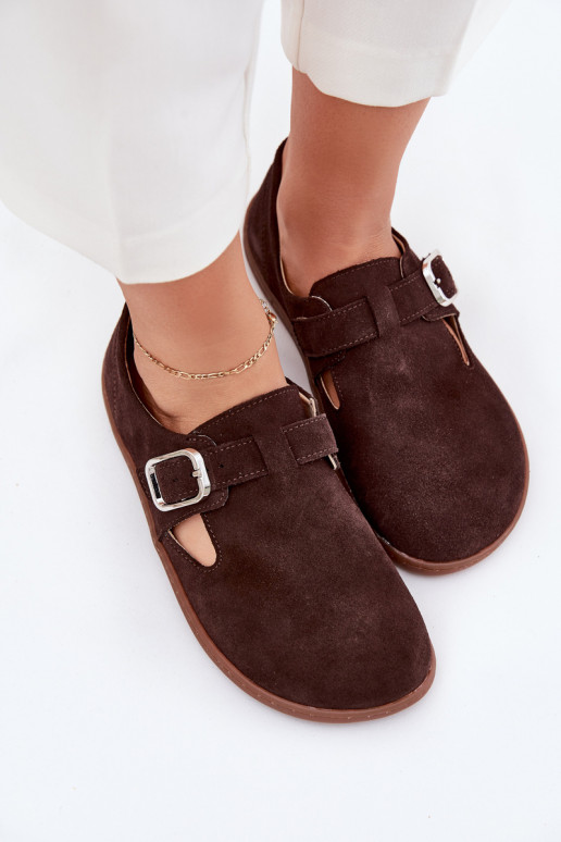 zo semišu topánky Barefoot Dámske s prackami Łaty Zazoo N1261 CzekoladoIne