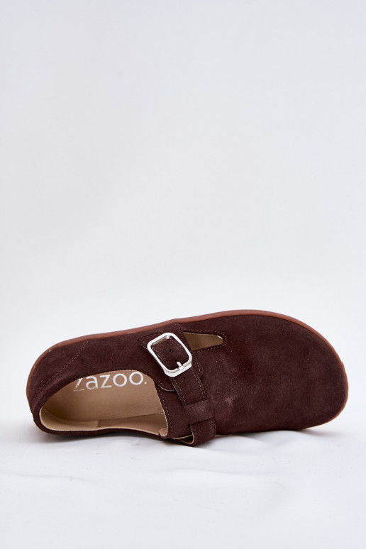 zo semišu topánky Barefoot Dámske s prackami Łaty Zazoo N1261 CzekoladoIne