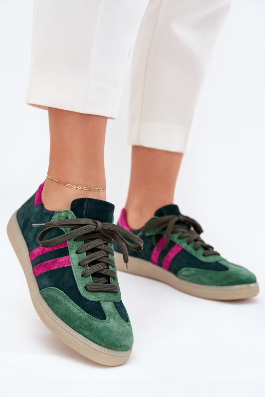 Zazoo N1068 zo semišu Nízka Tenisky model obuvi Dámske khaki farby Zazoo N1068 zo semišu Nízka Tenisky model obuvi Dámske khaki farby