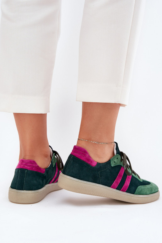 Zazoo N1068 zo semišu Nízka Tenisky model obuvi Dámske khaki farby Zazoo N1068 zo semišu Nízka Tenisky model obuvi Dámske khaki farby