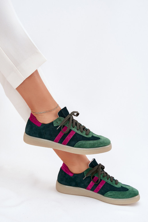 Zazoo N1068 zo semišu Nízka Tenisky model obuvi Dámske khaki farby Zazoo N1068 zo semišu Nízka Tenisky model obuvi Dámske khaki farby