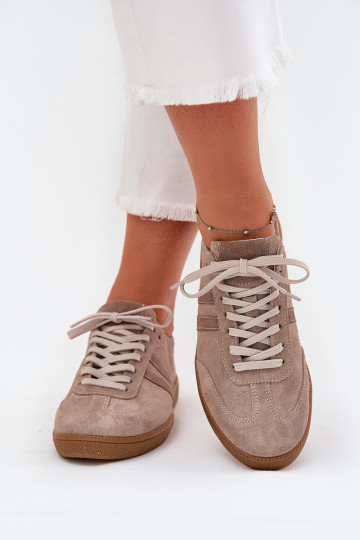 Odtieň pieskových zamsúrových nízkych dámskych športových topánok Zazoo N1068 2
