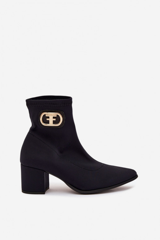 Dámske čižmy Ze zlatej farbym Detalem Zazoo 3128 čierna Dámske čižmy Ze zlatej farbym Detalem Zazoo 3128 čierna