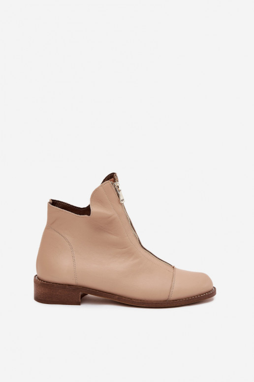 Kožené Čižmy so zipsami Zazoo 2785/079 béžová