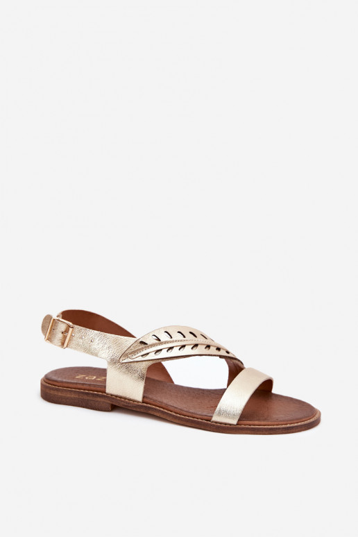 Dámske sandáleZapnutéturalnej Skóry so širokými podpätkami Zazoo 3564 zlatej farby Dámske sandáleZapnutéturalnej Skóry so širokými podpätkami Zazoo 3564 zlatej farby