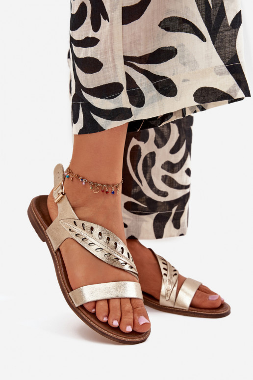 Dámske sandáleZapnutéturalnej Skóry so širokými podpätkami Zazoo 3564 zlatej farby Dámske sandáleZapnutéturalnej Skóry so širokými podpätkami Zazoo 3564 zlatej farby