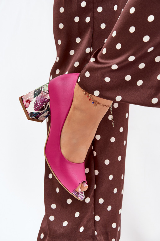 Kožené Topánky so zdobenými podpätkami LeInski Shoes 2608/K Ružová Kožené Topánky so zdobenými podpätkami LeInski Shoes 2608/K Ružová